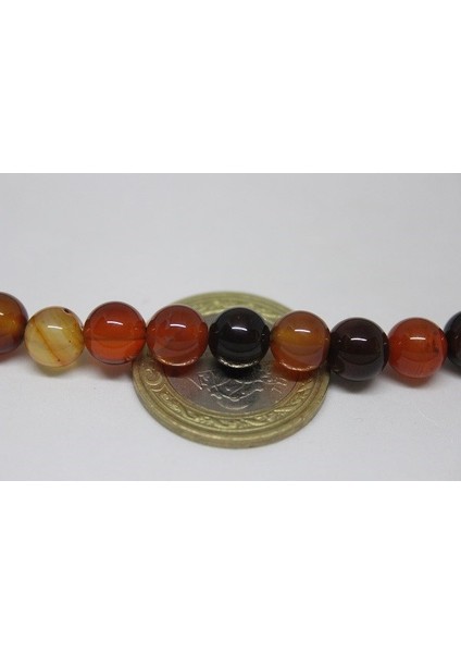 Akik Taşı Yarım Dizi 8mm (17303) (18CM Uzunluğundadır) fırsatları