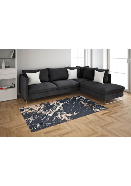 Nesa_Decor Siyah Mermer Desenli Gold Beyaz Kaymaz Taban Yıkanabilir Dijital Baskı Halı fiyatları