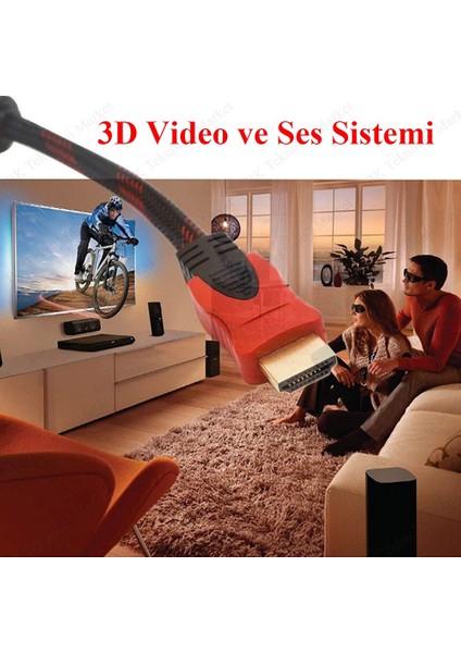 BK Teknoloji Yüksek Kalite Full Hd 3D Örgülü HDMI Kablo - 15 Metre