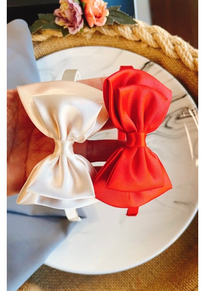 Kadın 2'li Fiyonk Lohusa Tacı & Saten Kurdele Taç Saç Bandı