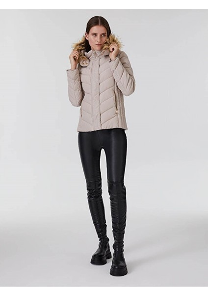 Kadın Mont Ekru LF2030687