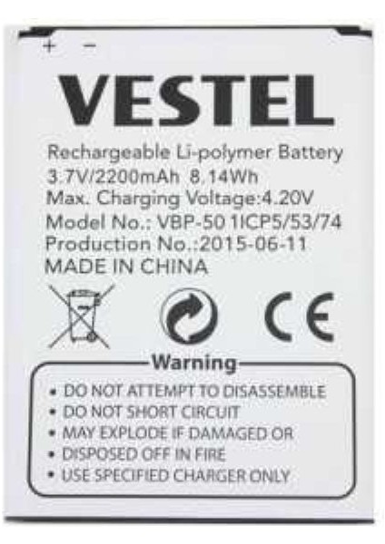 Vestel Venüs 5.0 V 5.0 x Pil Batarya Vbp-50 Ithal