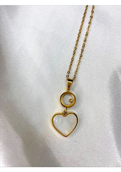 Gold Beyaz Kalp Çelik Kolye fiyatları