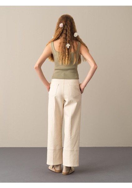 Kadın Yeşil Slim Fit Triko Basic Atlet fırsatları