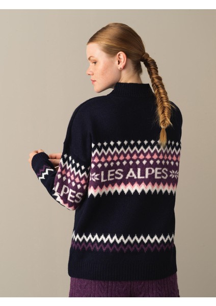 Kadın Lacivert Regular Fit Desenli Kazak modelleri