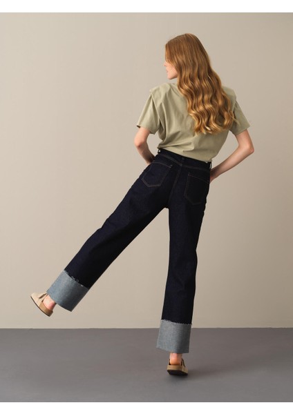 %100 Pamuk Oversize Denim Pantolon