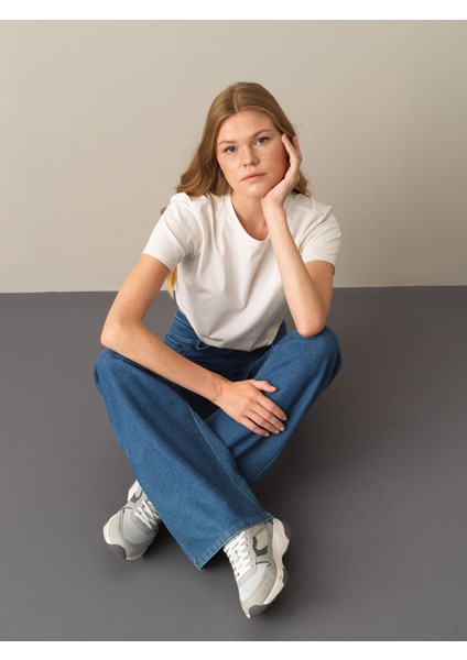 Kadın Mavi Pamuklu Regular Fit Pantolon fiyatları