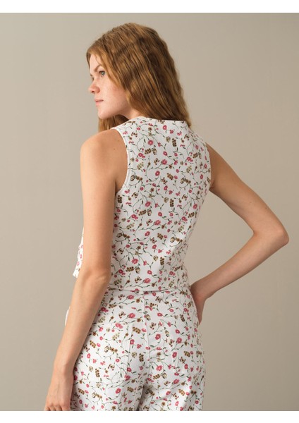 Kadın Pembe Pamuklu Regular Fit Desenli Yelek modelleri