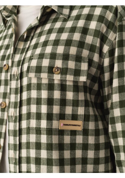 Erkek Yeşil Oversize Ekose Gömlek fiyatları