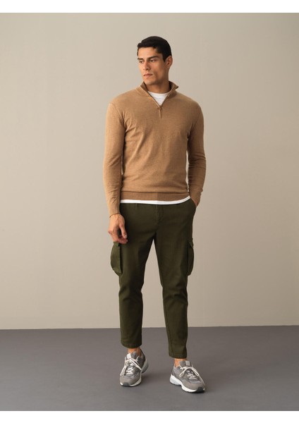 Erkek Camel Pamuklu Regular Fit Basic Kazak fiyatları