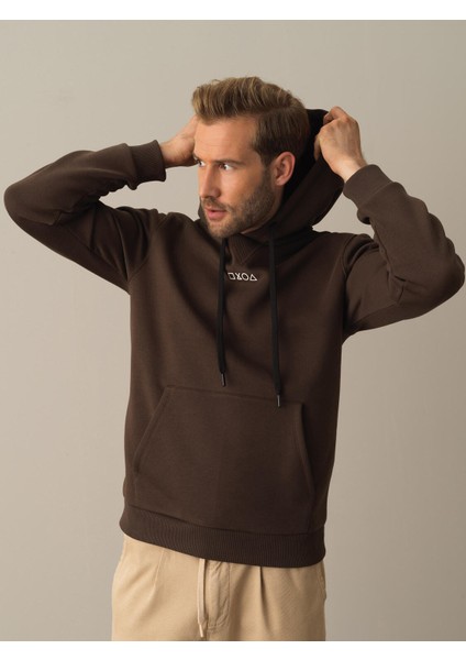 Erkek Kahverengi Regular Fit Baskılı Sweatshirt modelleri