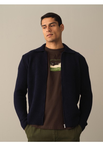 Erkek Lacivert Polo Yaka Regular Fit Hırka fiyatları