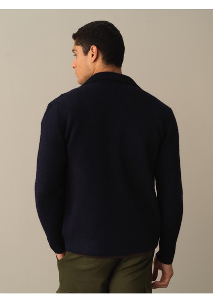 Erkek Lacivert Polo Yaka Regular Fit Hırka fırsatları