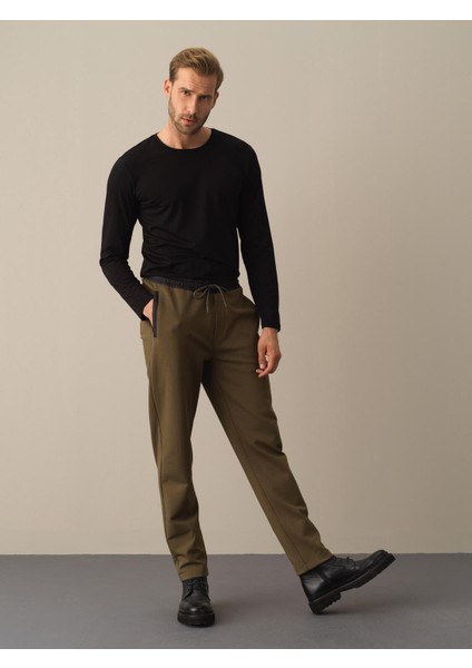 Erkek Haki Pamuklu Sweat Pantolon