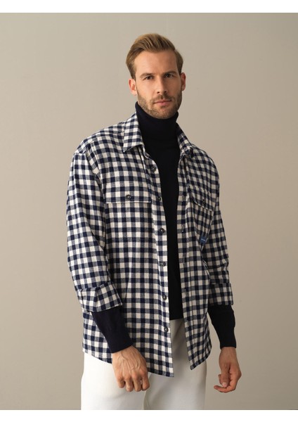 Erkek Lacivert Oversize Ekose Gömlek fiyatları