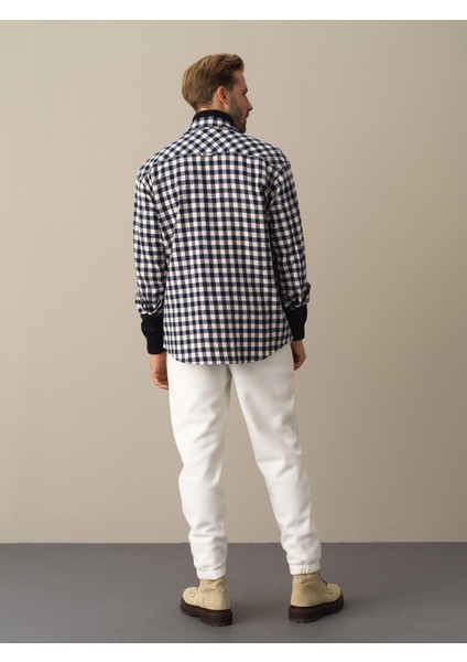 Erkek Lacivert Oversize Ekose Gömlek indirimleri