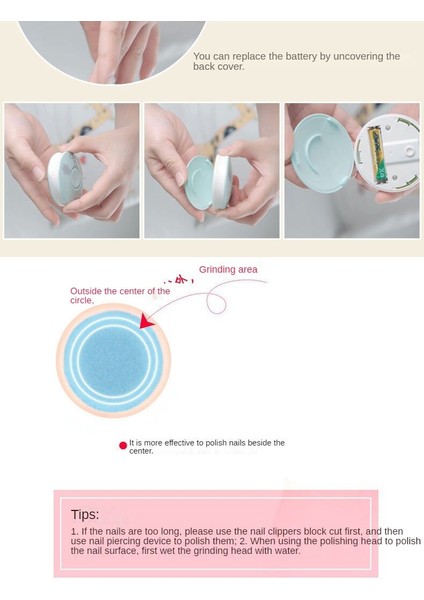 Bebek, Çocuk ve Yetişkin Dönerli Pilli Tırnak Kesme Törpüleme Makinası 6 Başlıklı indirimleri