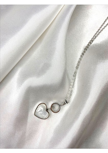 Silver Beyaz Kalp Çelik Kolye fırsatları