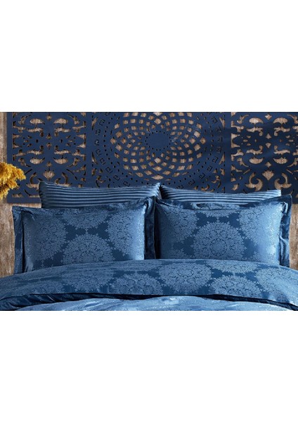 Tiara Bambu Jakar Kumaş Indigo Ikili Oksford 60X80CM Yastık Kılıfı -1303