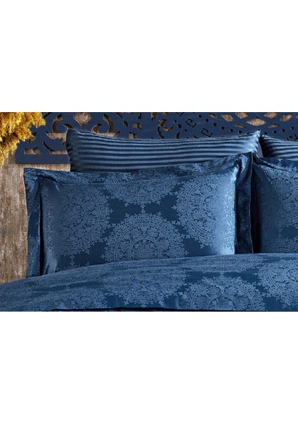 Tiara Bambu Jakar Kumaş Indigo Ikili Oksford 60X80CM Yastık Kılıfı -1303