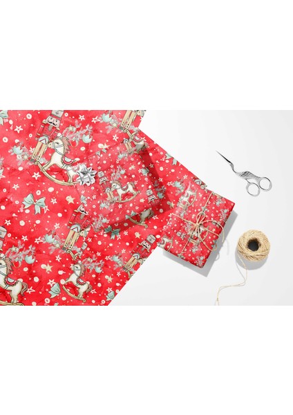 50 x 70 cm Yeni Yıl Yılbaşı Kurşun Asker Noel Temalı Hediye Paketleme Ambalaj Kağıdı 6'lı modelleri