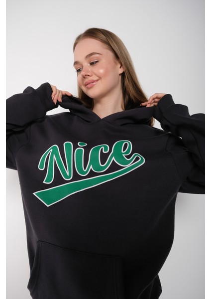 Plaza Group Kadın Oversize Nice Baskılı Sweatshirt