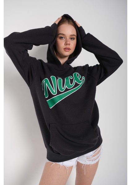 Plaza Group Kadın Oversize Nice Baskılı Sweatshirt