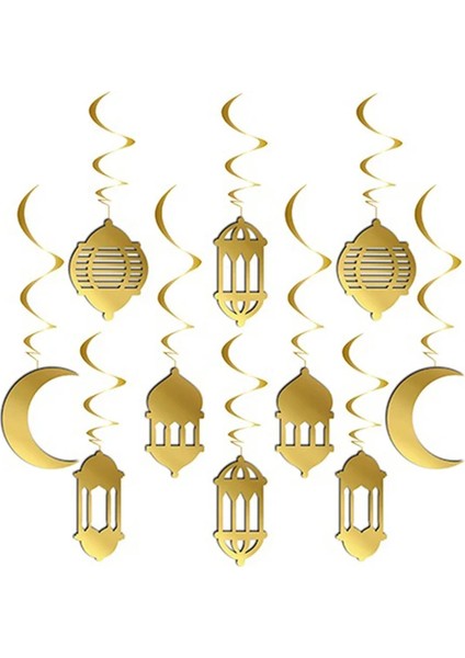 Ramazan Temalı Altın 3D Sarkıt Tavan Süs 10'lu