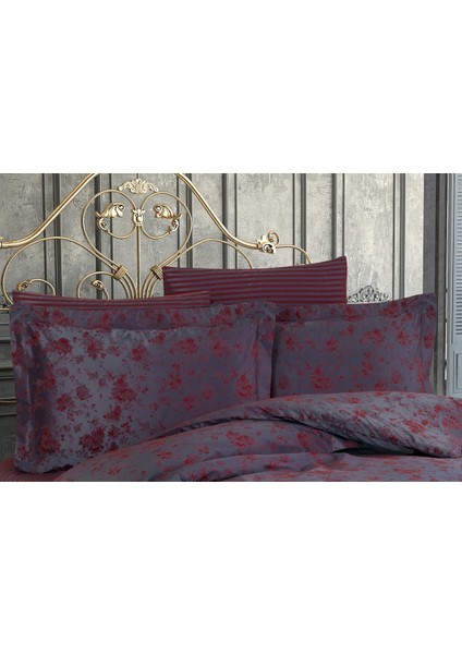 Rita Bambu Jakar Kumaş Bordo Nevresim 200X220 cm -  1304