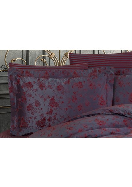 Rita Bambu Jakar Kumaş Bordo Nevresim 200X220 cm -  1304