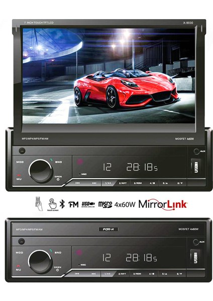 Oto Teyp Indash 7 4X60W Mirrorlink Bt/usb/sd/fm/aux Kameralı For-X X-9030