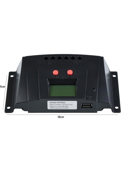 Solar Şarj Kontrol Cihazı Regülatör 12-24V 20A USB Lexron WP-20D