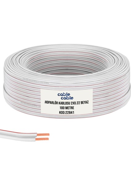 Cable Cable Hoparlör Kablosu Kordon 2x0.22 Beyaz 100MT Cablecable