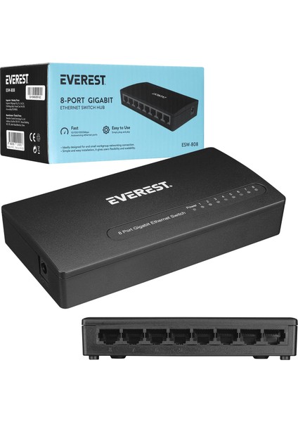 Ethernet Swıtch Hub 8 Port 1000MBPS Gıgabıt Everest ESW-808