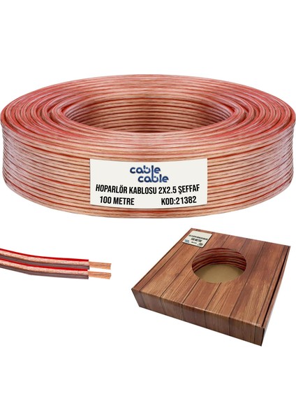 Cable Cable Hoparlör Kablosu Kordon 2x2.5 Şeffaf Kutulu 100MT Cablecable