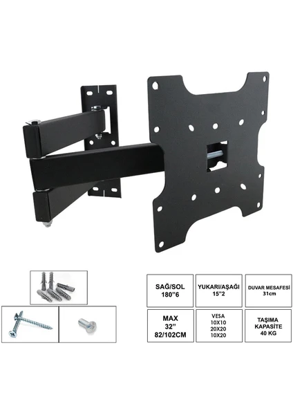 LCD Askı Aparatı Hareketli Üç Kollu 32 82-102CM Ufix