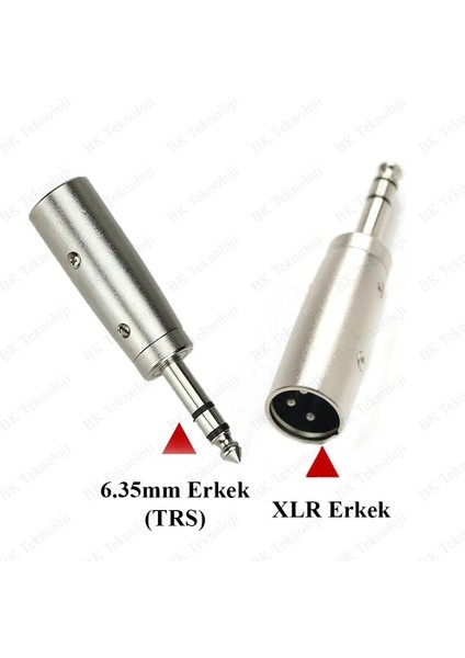 BK Teknoloji 3-Pin Xlr Erkek To 6.35MM Stereo Erkek Ses Kablosu Mikrofon Adaptörü