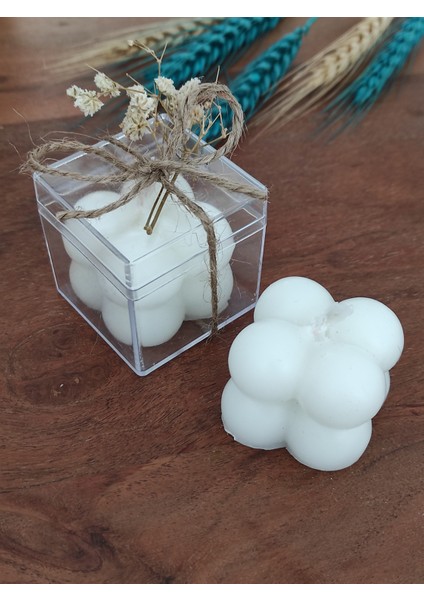 Kutulu Mini Bubble Mum Hediyelik-Beyaz (25'li)