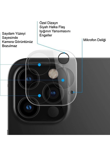 Apple iPhone 12 Pro Max Kamera Lensi Koruma Camı