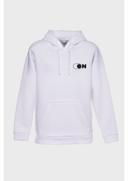 On Minimal Baskili Kapüşonlu Üç Iplik Sweatshirt Oversize Hoodie