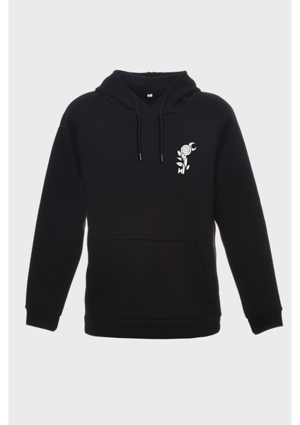 Anahtar Minimal Baskili Kapüşonlu Üç Iplik Sweatshirt Oversize Hoodie