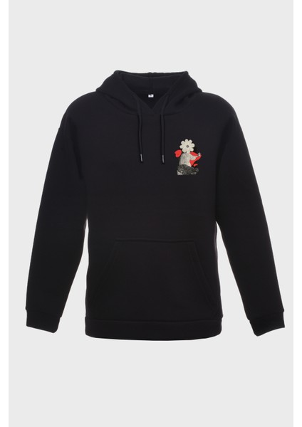 Dramer Minimal Baskili Kapüşonlu Üç Iplik Sweatshirt Oversize Hoodie