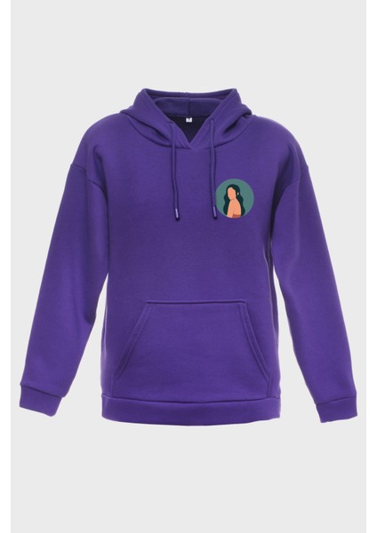 Loss Minimal Baskili Kapüşonlu Üç Iplik Sweatshirt Oversize Hoodie