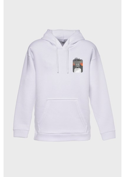 Kese Kağidi Minimal Baskili Kapüşonlu Üç Iplik Sweatshirt Oversize Hoodie