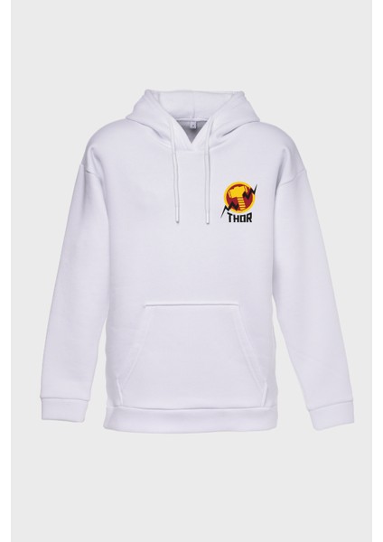 Thor Minimal Baskili Kapüşonlu Üç Iplik Sweatshirt Oversize Hoodie