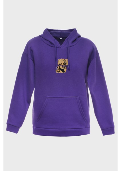 Marilyn Monroe Minimal Baskili Kapüşonlu Üç Iplik Sweatshirt Oversize Hoodie