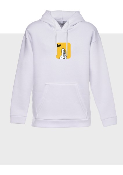 Ok Minimal Baskili Kapüşonlu Üç Iplik Sweatshirt Oversize Hoodie