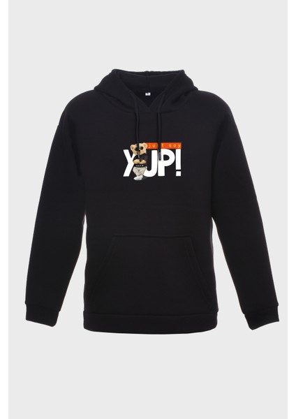 Say Yup Minimal Baskili Kapüşonlu Üç Iplik Sweatshirt Oversize Hoodie