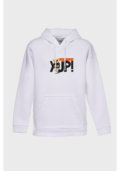 Say Yup Minimal Baskili Kapüşonlu Üç Iplik Sweatshirt Oversize Hoodie