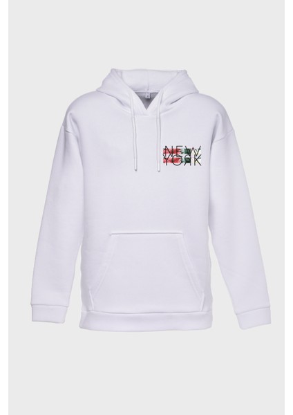 New York Sirt Baskili Kapüşonlu Üç Iplik Sweatshirt Oversize Hoodie fiyatları